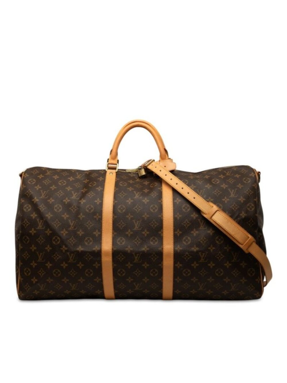 Louis Vuitton Monogram Keepall Bandouliere 60 Boston Bag 2-Way Brown Leather